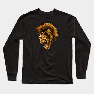 Punk Rock Lion with Mohawk Mane Long Sleeve T-Shirt